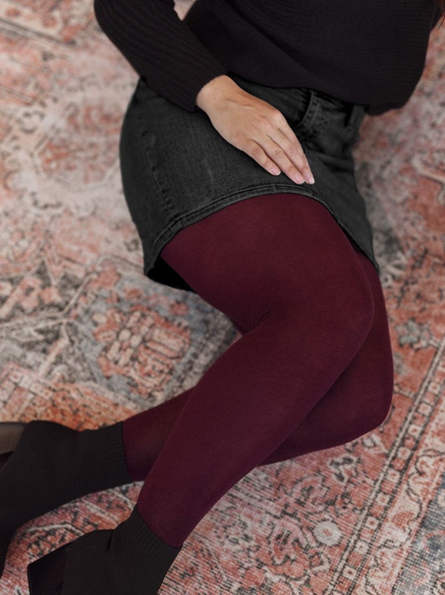 Online Rachel Lyocell 80D Warm Tights Burgundy