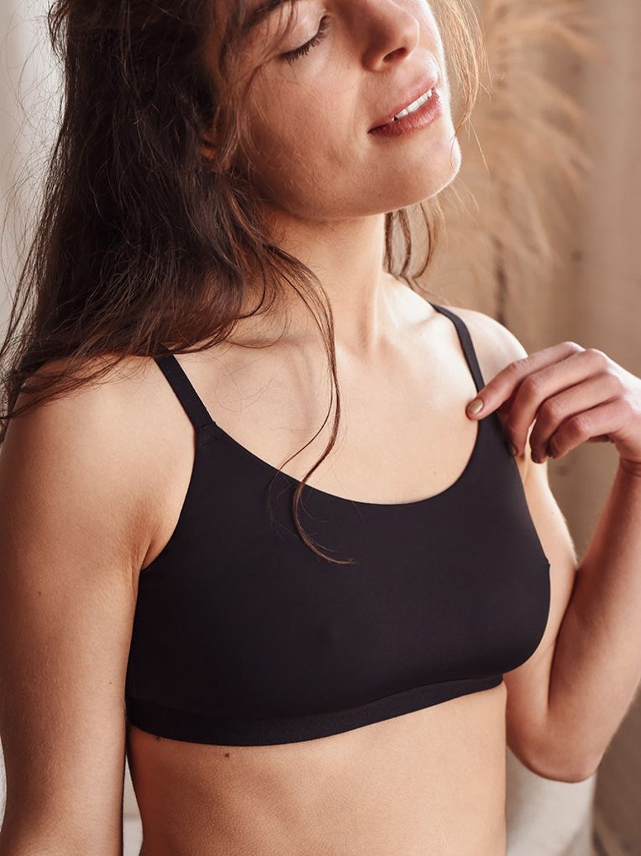 Clearance Rachel Black Microfiber Scoop Bralette