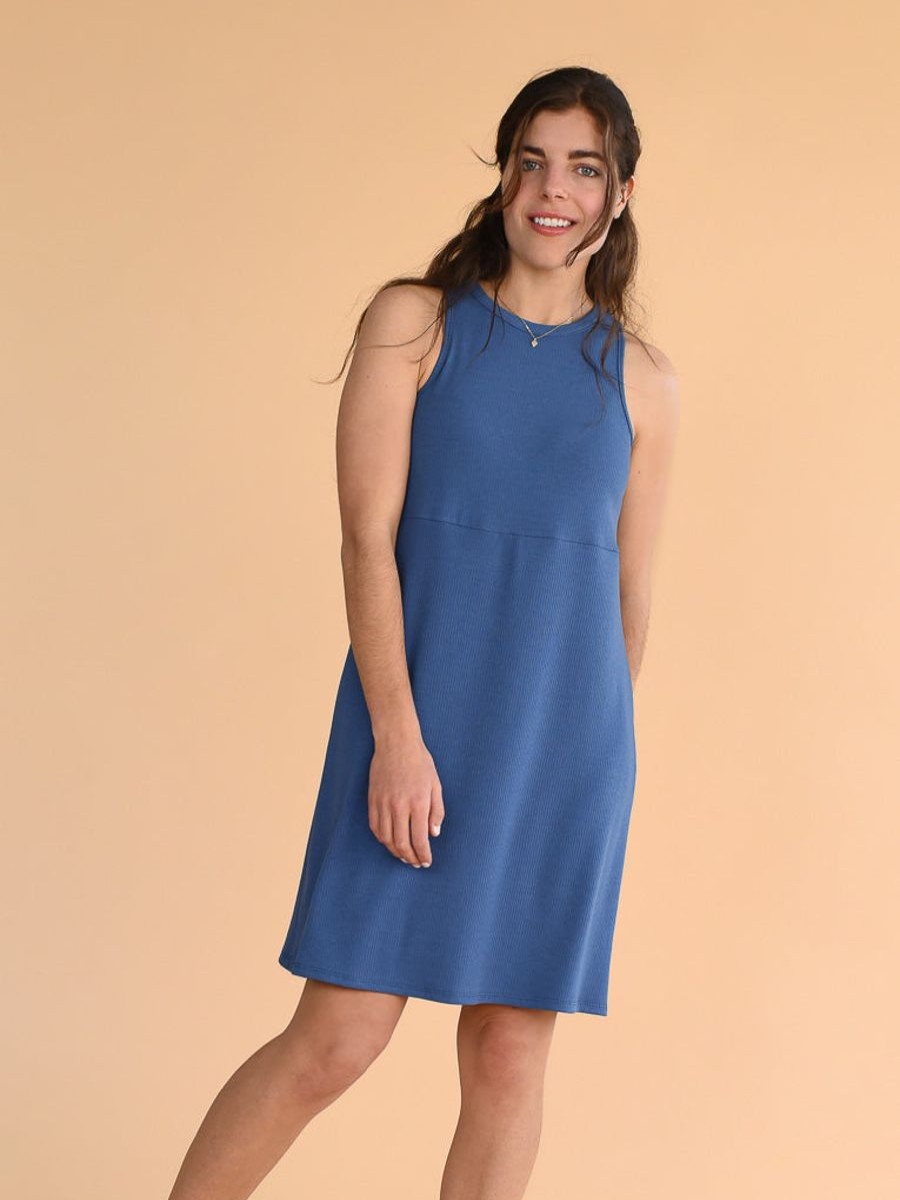 Best Rachel Amber Denim A-Line Dress Blue