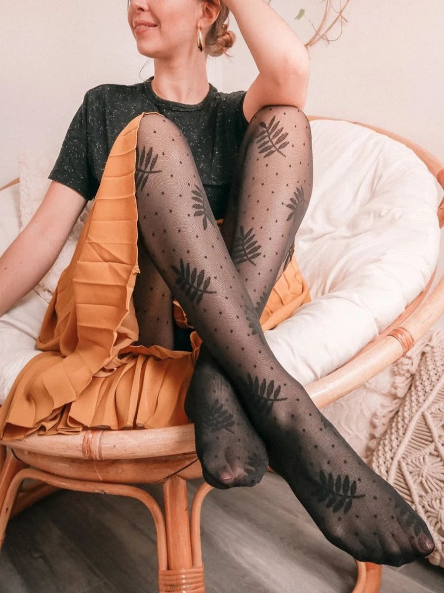 Hot Rachel Sheer Foliage Polka Dot Tights