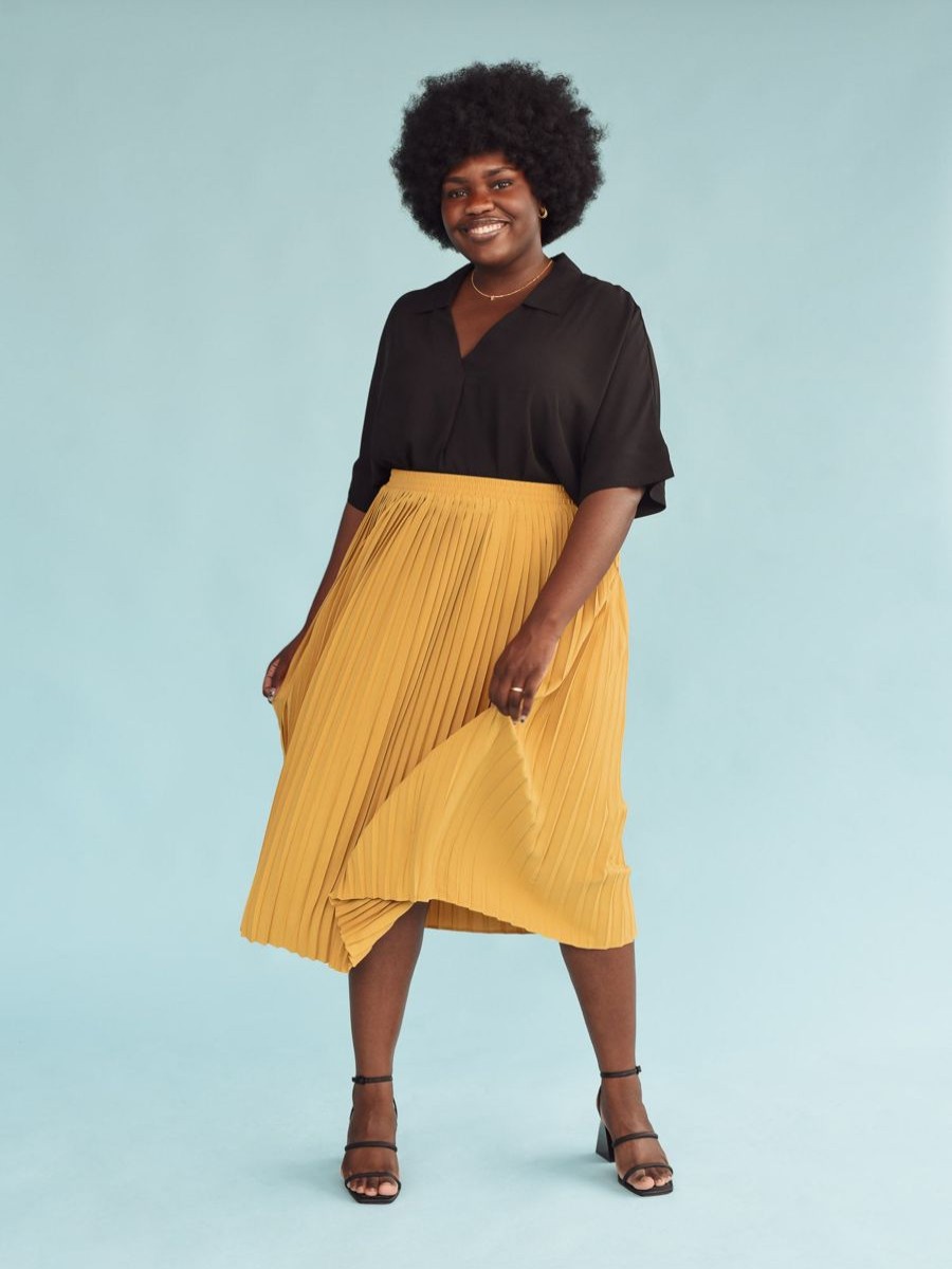 Clearance Rachel Hazel Pleated Skirt Yellow