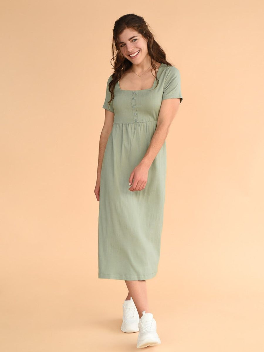 New Rachel Alice Green Square Neckline Dress