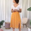 Hot Rachel Yellow Lily Fluid Midi Skirt