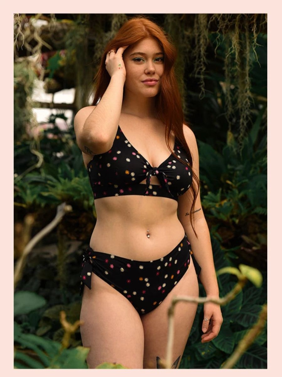 Hot Rachel Black Daisies Bikini Set (2 Pieces)