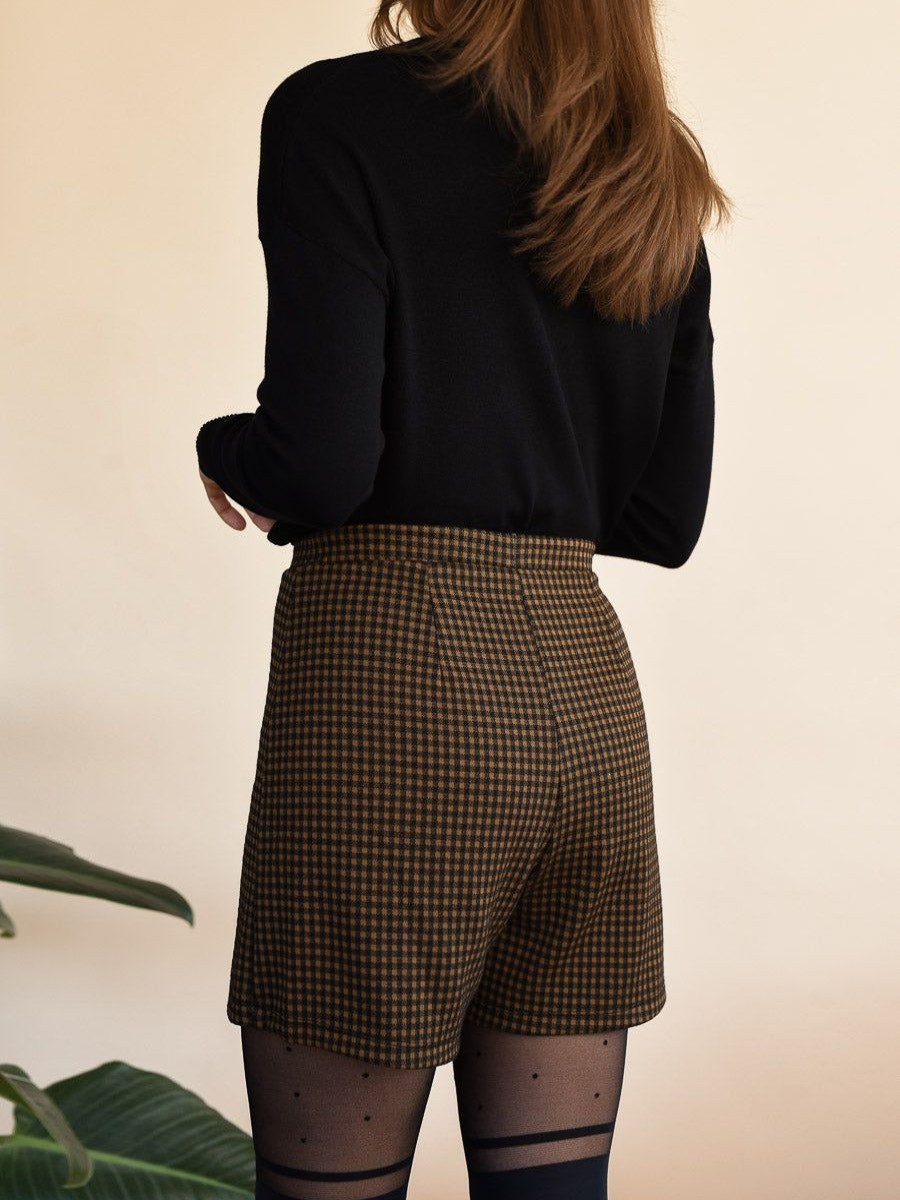 New Rachel Sydney Plaid Skort Mocha