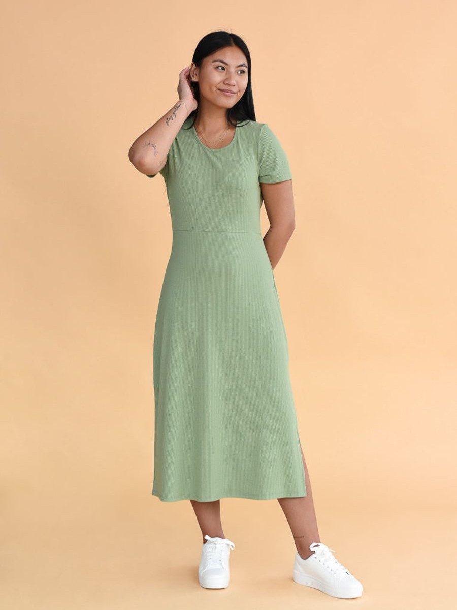 Hot Rachel Carrie Sage Short Sleeves Dress