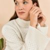 New Rachel Hilda Cable Knit Sweater Top Off White