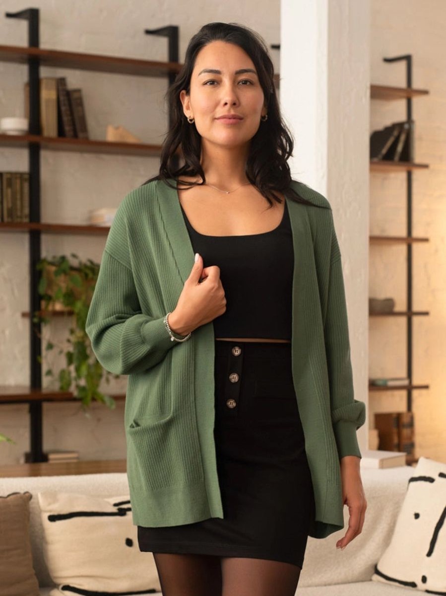 Wholesale Rachel Erin Sweater Knit Cardigan Moss Green